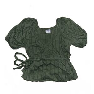 Old Navy Olive Puff Sleeve Blouse